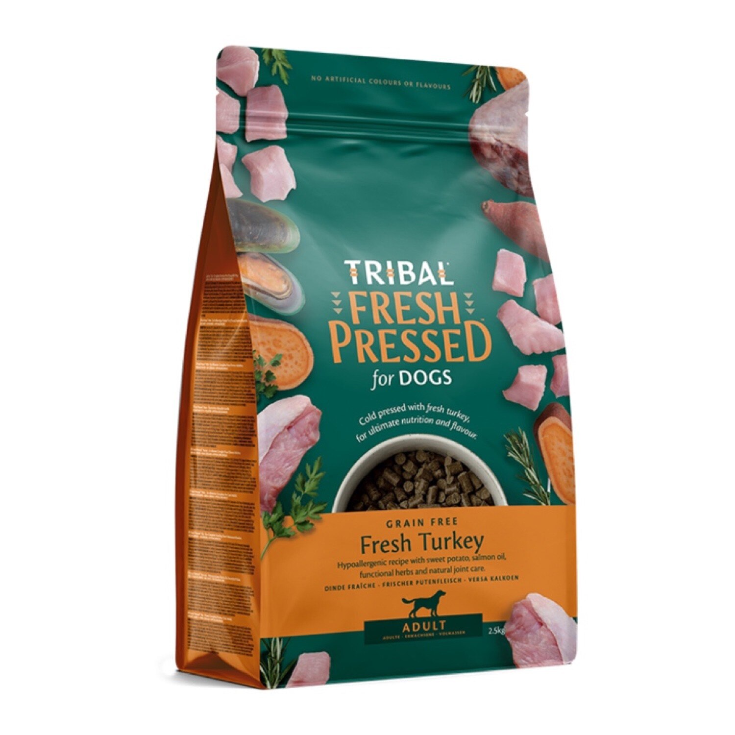 Tribal Tribal Pressed Turkey Adult Dry Dog Food pet food packaging